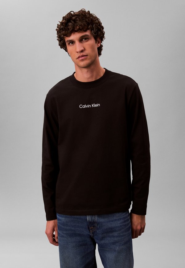 Calvin Klein RELAXED STANDARD LOGO CREWNECK TEE - Long sleeved top - black