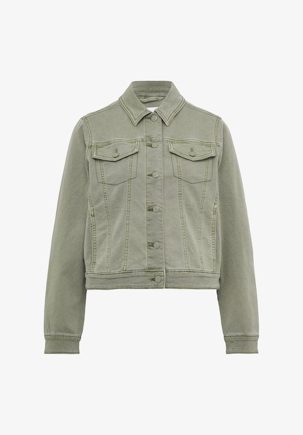 s.Oliver MIT SEITLICHEN EINGRIFFTASCHEN - Denim jacket - salbeigrün