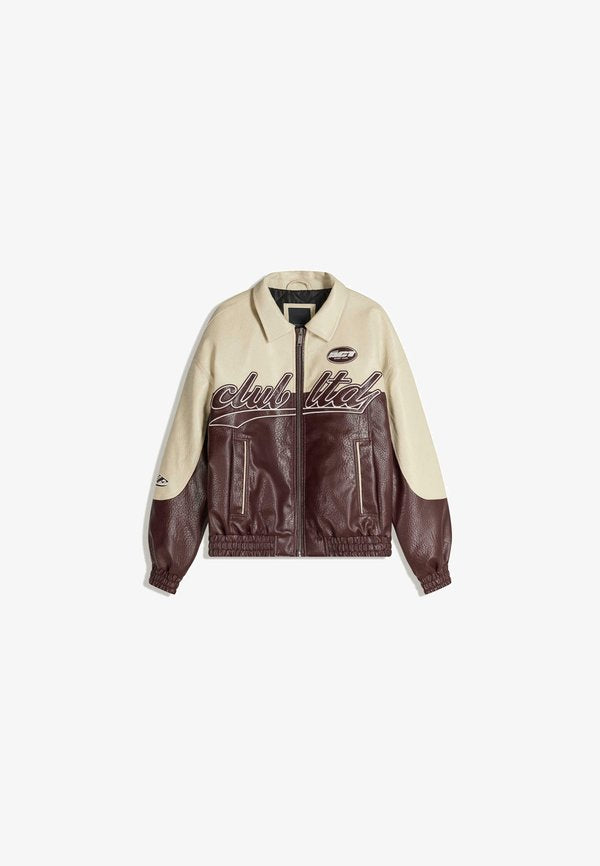 Bershka BLOCK EFFECT - Faux leather jacket - bordeaux