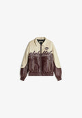 Bershka BLOCK EFFECT - Faux leather jacket - bordeaux