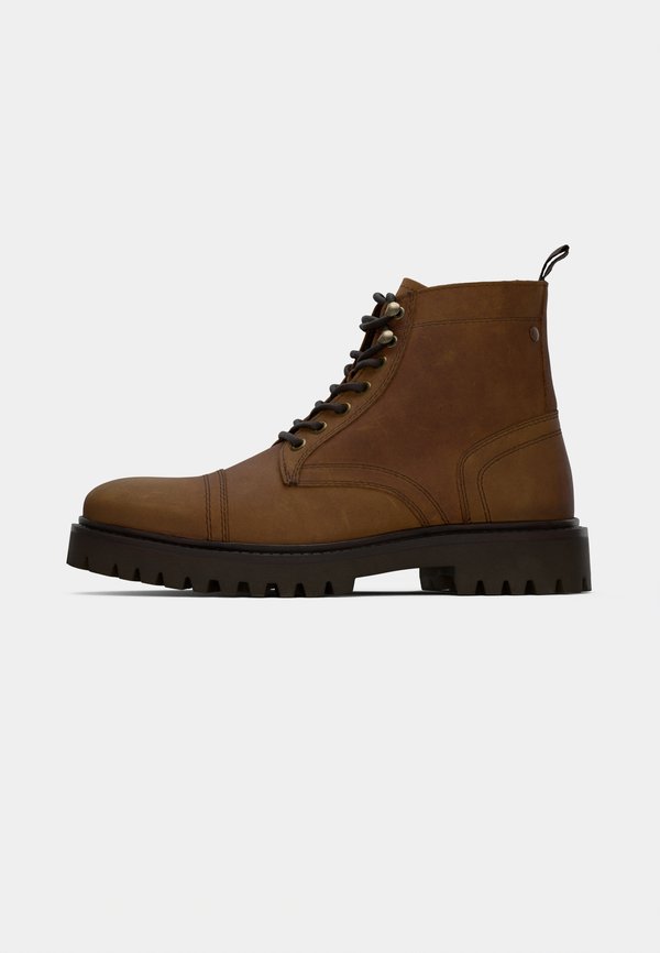 Jack & Jones JFWENZO BOOT - Lace-up ankle boots - brown stone
