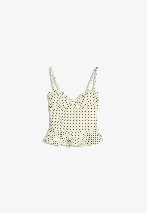 Bershka PEPLUM CORSET TOP - Top - beige