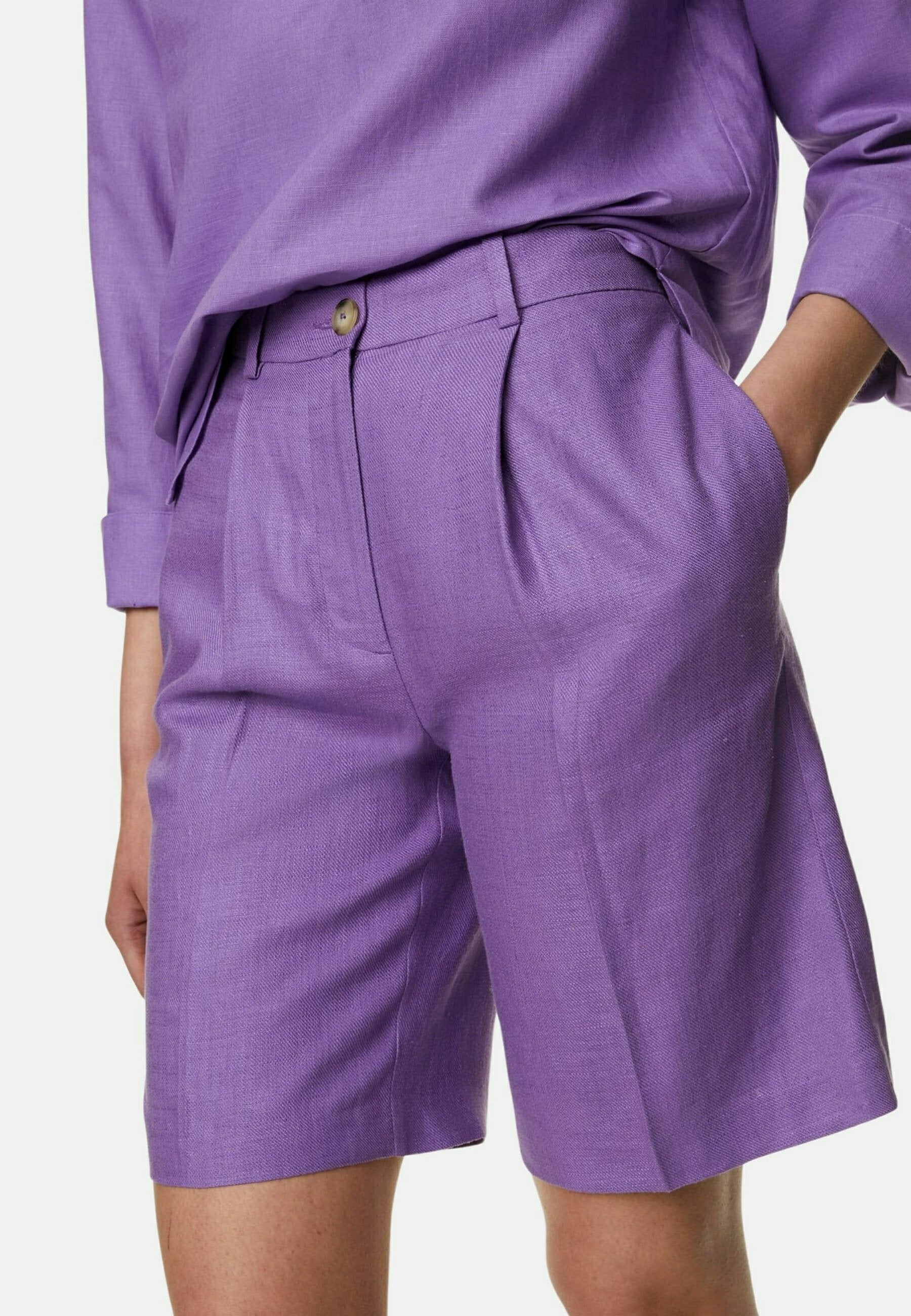 Marks & Spencer LINEN BLEND HIGH WAISTED BERMUDA