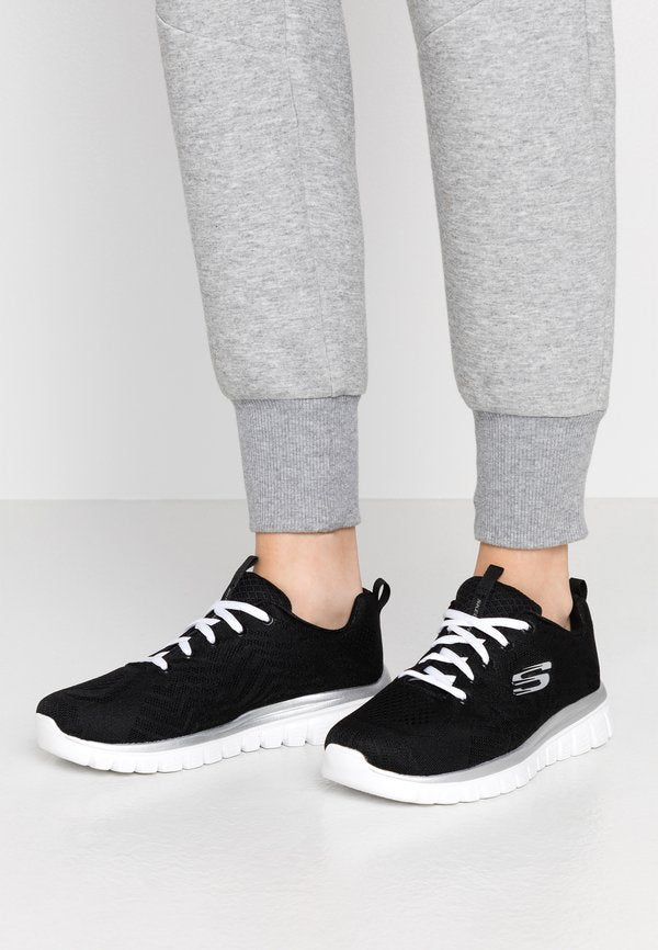 Skechers GRACEFUL WIDE FIT - Trainers - black/white