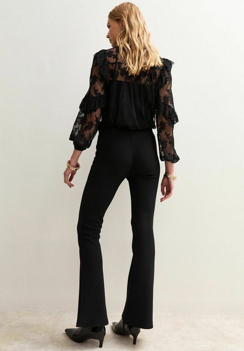 New Look GOLD BUTTON RIBBED FLARED LEG