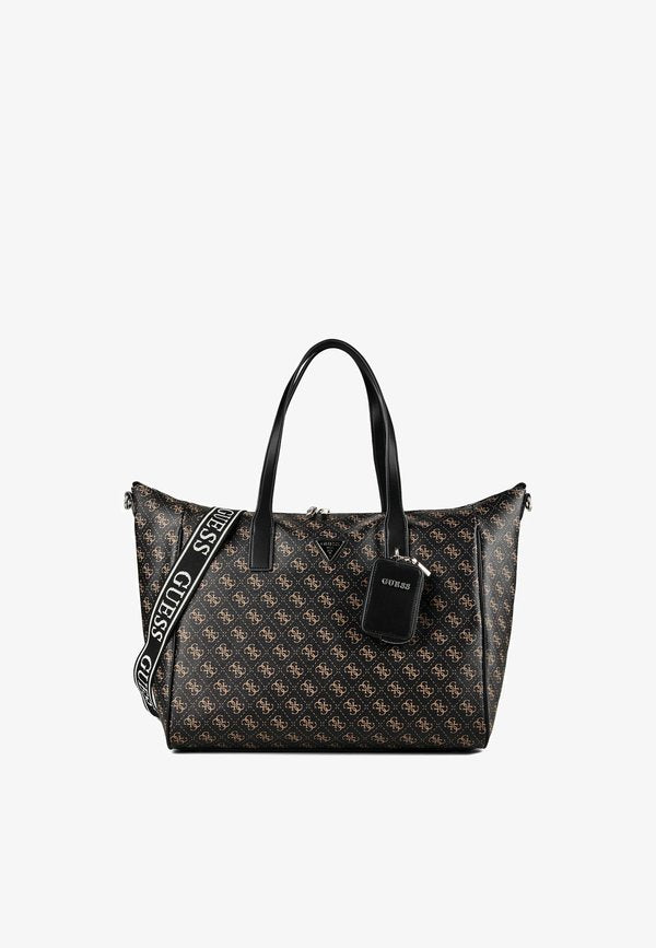 Guess LATONA SHOPPER TASCHE 52 CM - Tote bag - brown logo-black