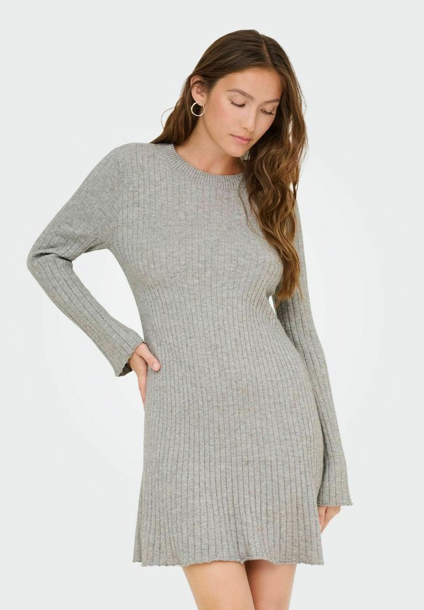 ONLY ONLMICHELLA O NECK DRESS - Jumper dress - medium grey melange