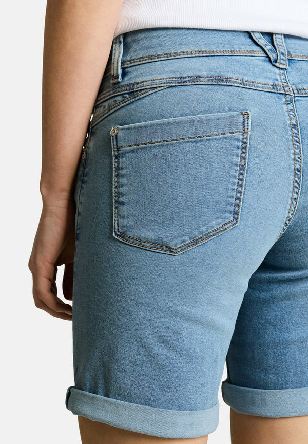 TOM TAILOR TTALEXA SLIM FIT - Denim shorts - used light stone blue denim