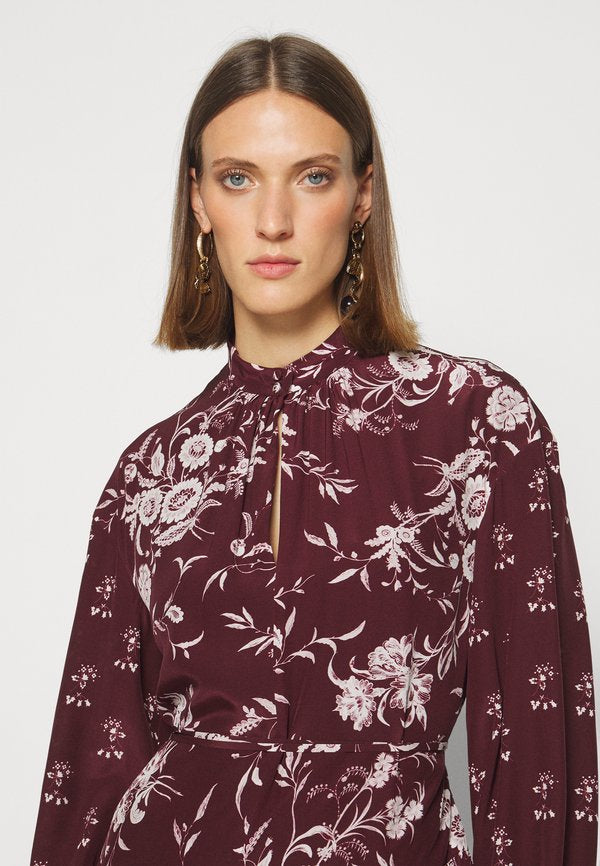 Erdem LONG SLEEVE ASYMETRICAL DRESS WITH TIERED HEM