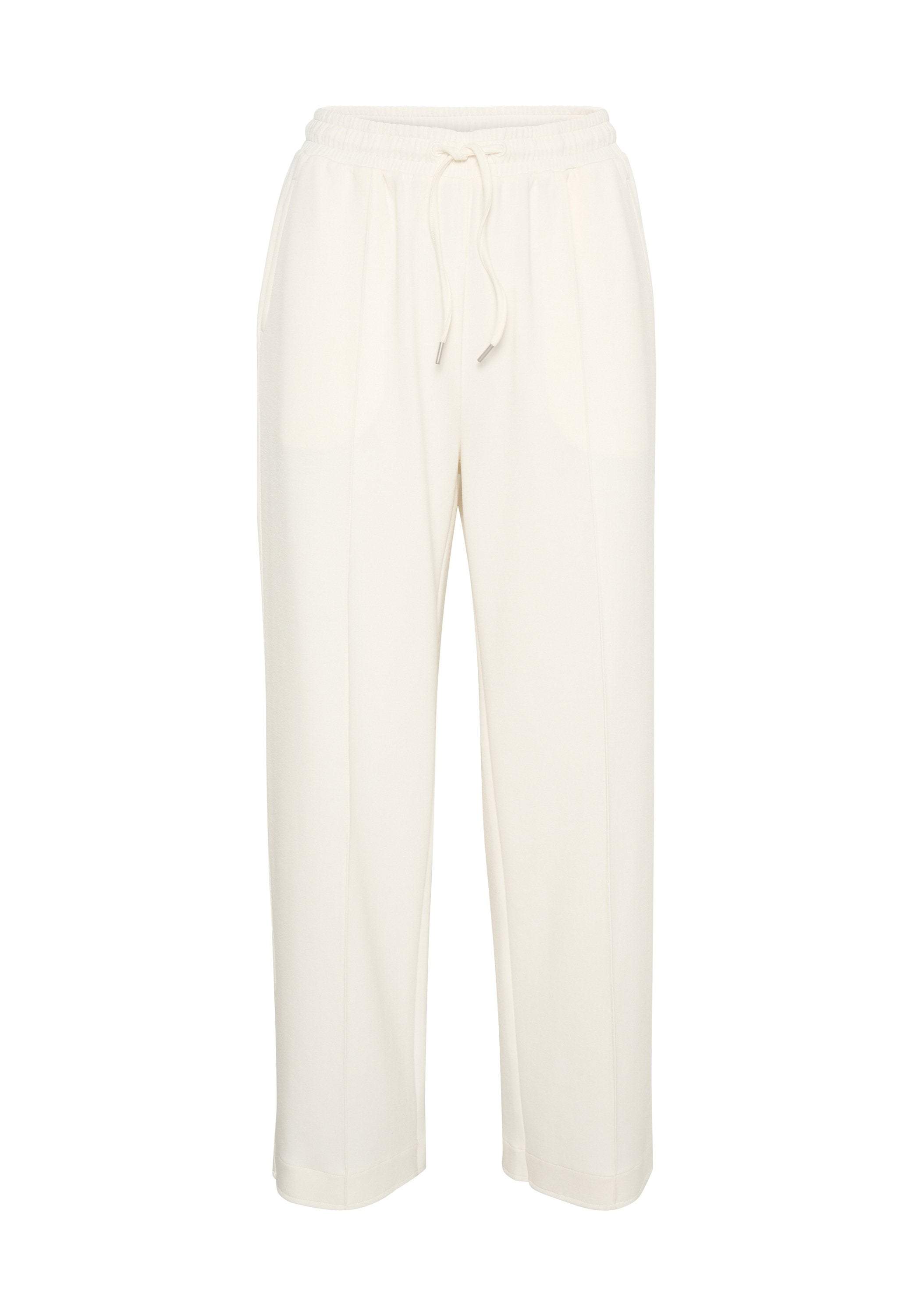 Helle, lockere Sweatpants in Cremefarbe mit elastischem Bund und Kordelzug, Fronttaschen und geradem Bein.