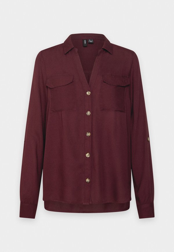 Vero Moda VMBUMPY L/S SHIRT NEW WVN NOOS - Button-down blouse - winetasting