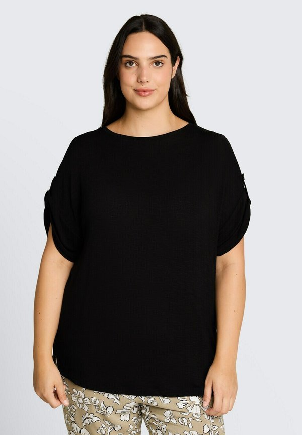 TOM TAILOR TOM TAILOR T-SHIRT PLUS SIZE - T-SHIRT MIT TURN-UP-FUNKTION - Basic T-shirt - deep black