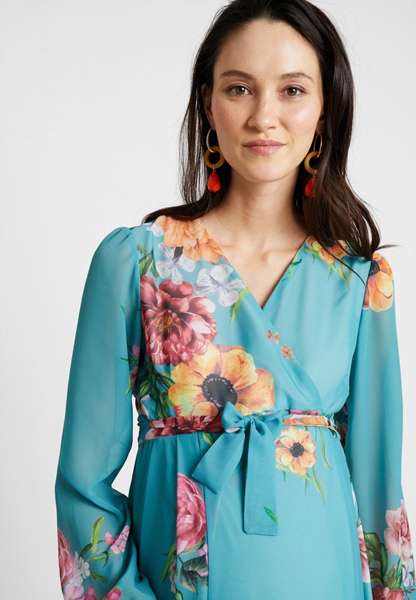 True Violet TRUE WRAP MAXI WITH SLEEVES DRESS