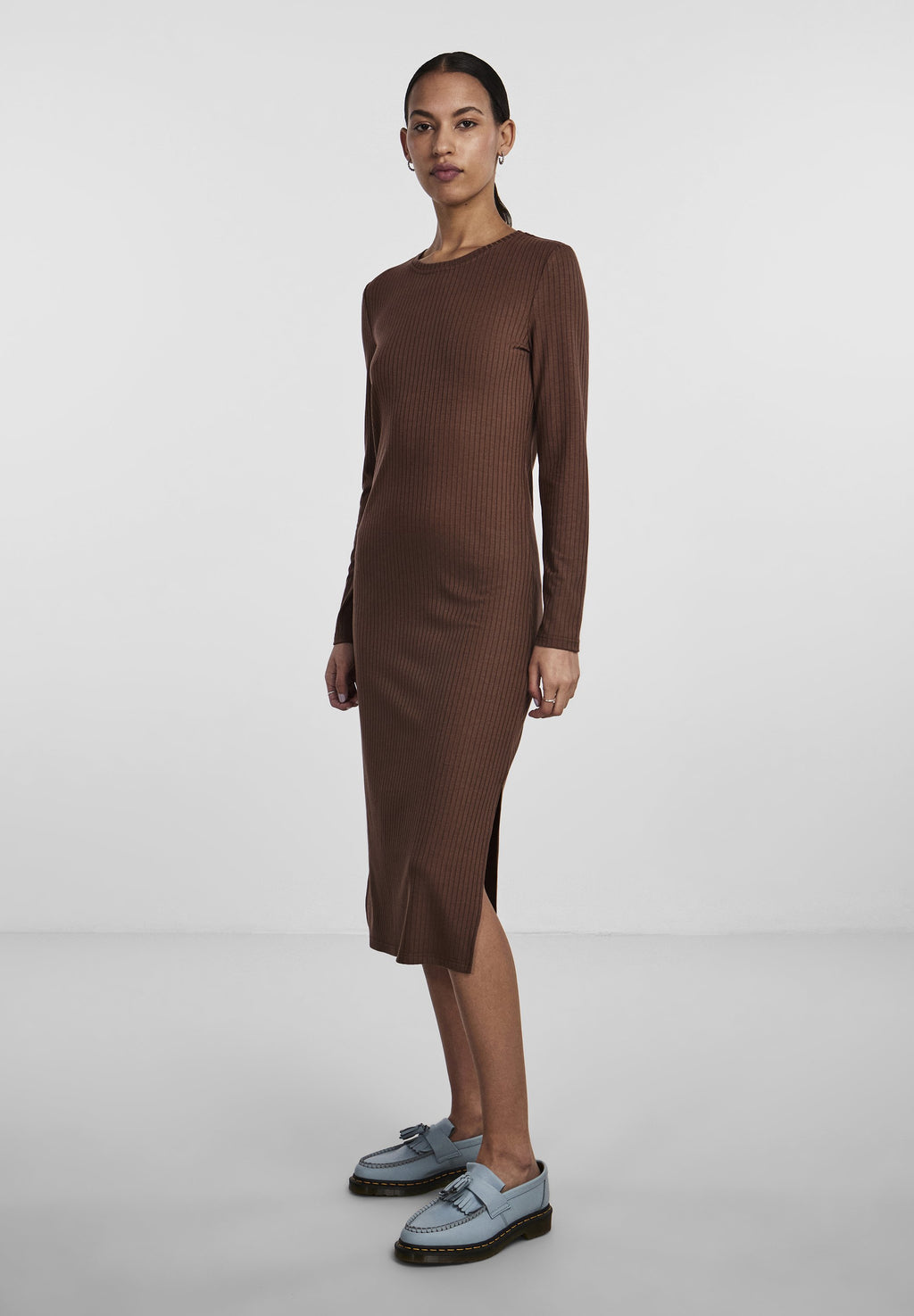 Pieces KYLIE LS O-NECK MIDI NOOS