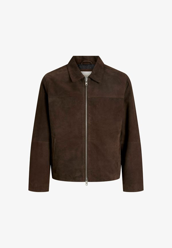 Jack & Jones Suede Suede - Leather jacket - chocolate brown