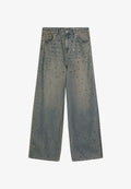 Bershka STUDDED BOYFRIEND - Relaxed fit jeans - blue denim