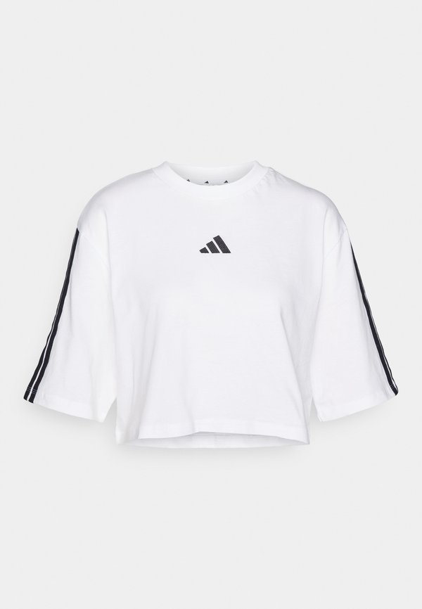 adidas Sportswear ESSENTIALS 3 STRIPES LOOSE - Print T-shirt - white/black