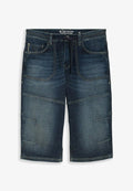 TOM TAILOR TTMORRIS RELAXED OVERKNEE FIT - Denim shorts - vintage used dark stone blue
