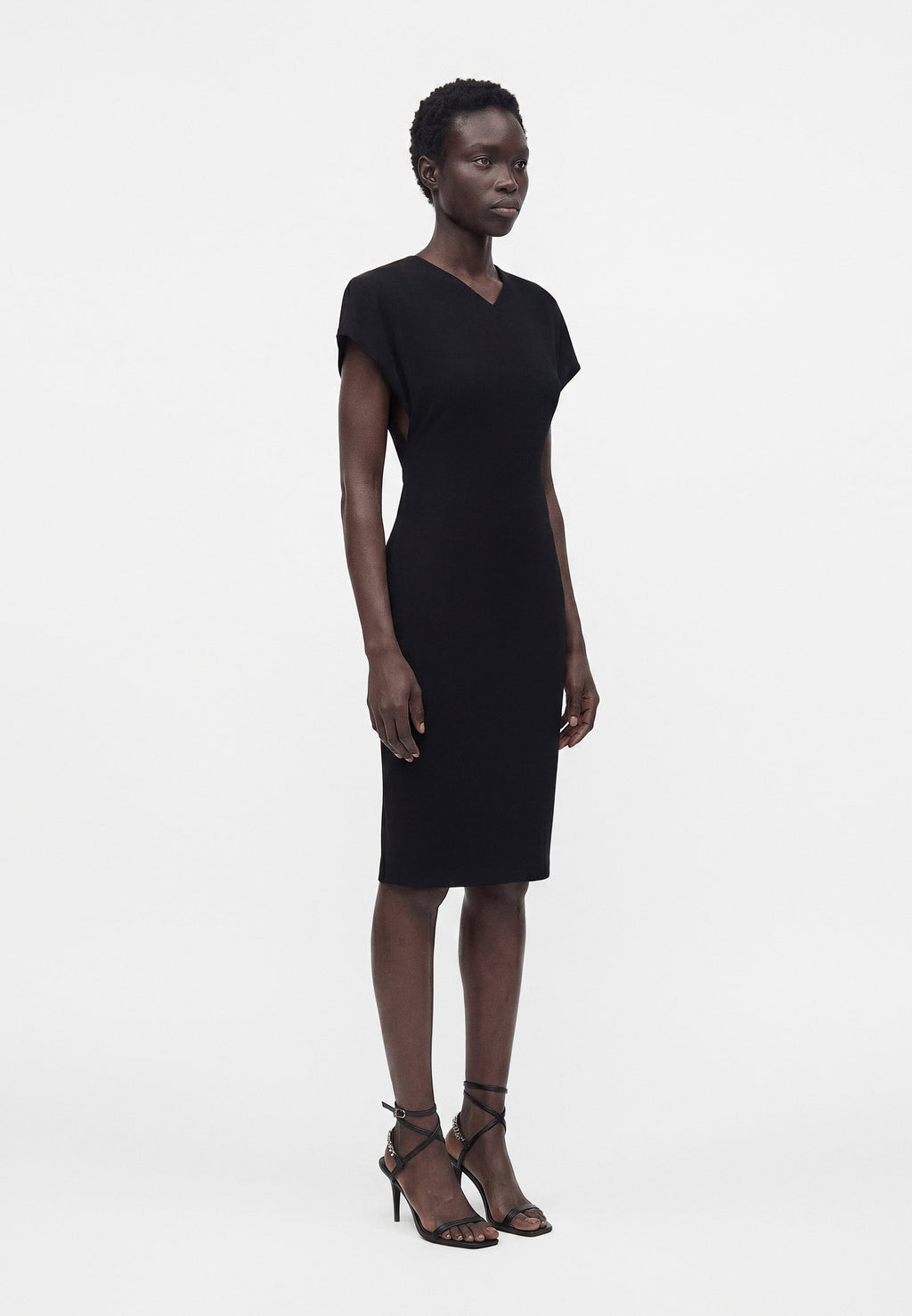 Norma Kamali SLEEVE SHOULDER PAD DRESS TO KNEE