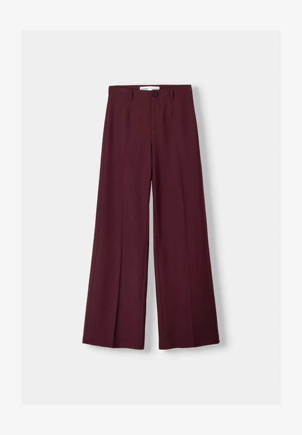 Bershka WIDE-LEG TAILORED - Trousers - bordeaux