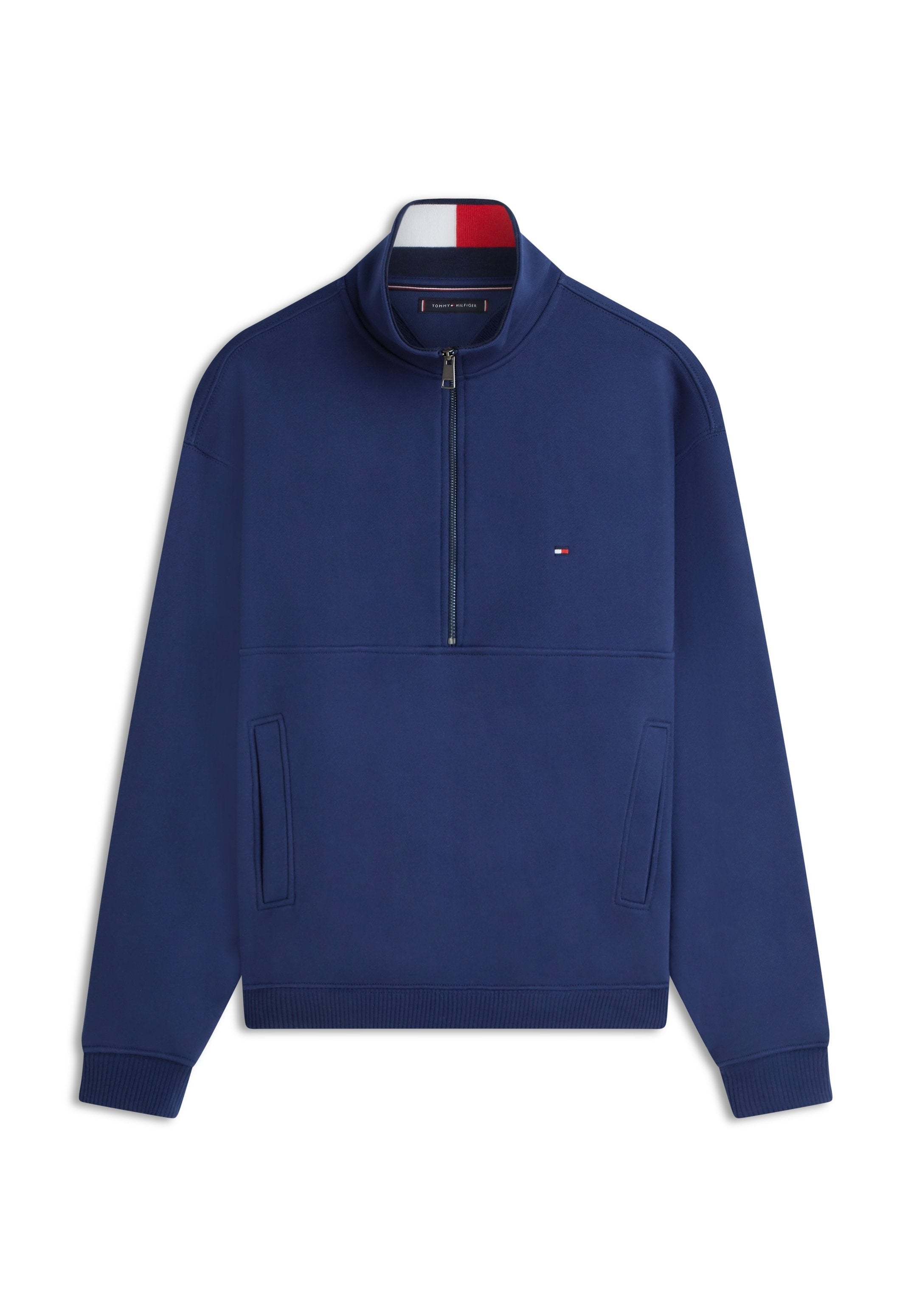 COLOUR-BLOCKED COLLAR TERRY HALF-ZIP JUMPER Media 1