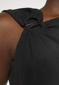 DKNY ASYMMETRICAL NECK TRIM SHEATH RUCHED SIDE SKIRT