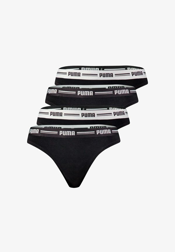Puma STRING WEBGUMMI BUND LOGO 4ER PACK - Thong - schwarz
