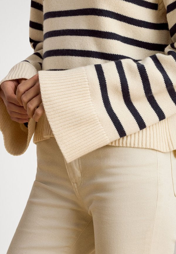 Lauren Ralph Lauren STRIPED WOOL-BLEND MOCKNECK SWEATER