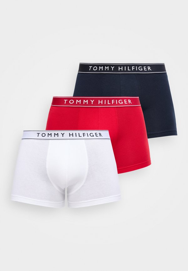 Tommy Hilfiger 3-PACK ESSENTIAL LOGO WAISTBAND TRUNKS - Trunks - white/red/desert sky
