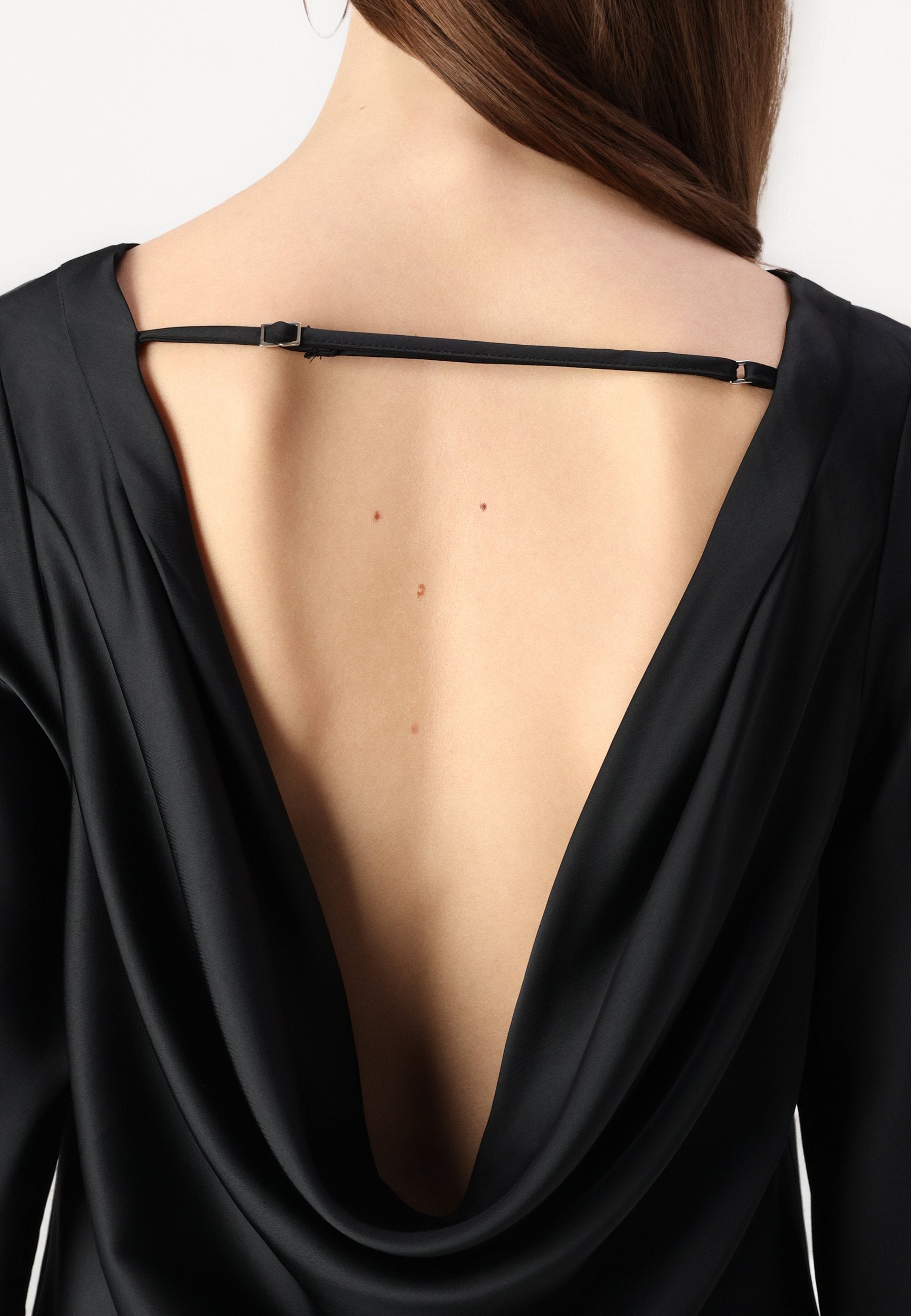 Abercrombie & Fitch Long-Sleeve Satin Cowl-Back Top