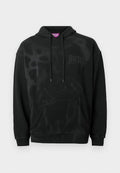 Schwarzer Hoodie mit klassischem Design, versehen mit einer Fronttasche, Kapuze mit Kordelzug und einem dezenten einfarbigen "DIESEL"-Print. Glatte Textur, lässige Passform.