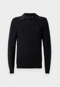 TEXTURED KNIT POLO COLLAR JUMPER Media 1
