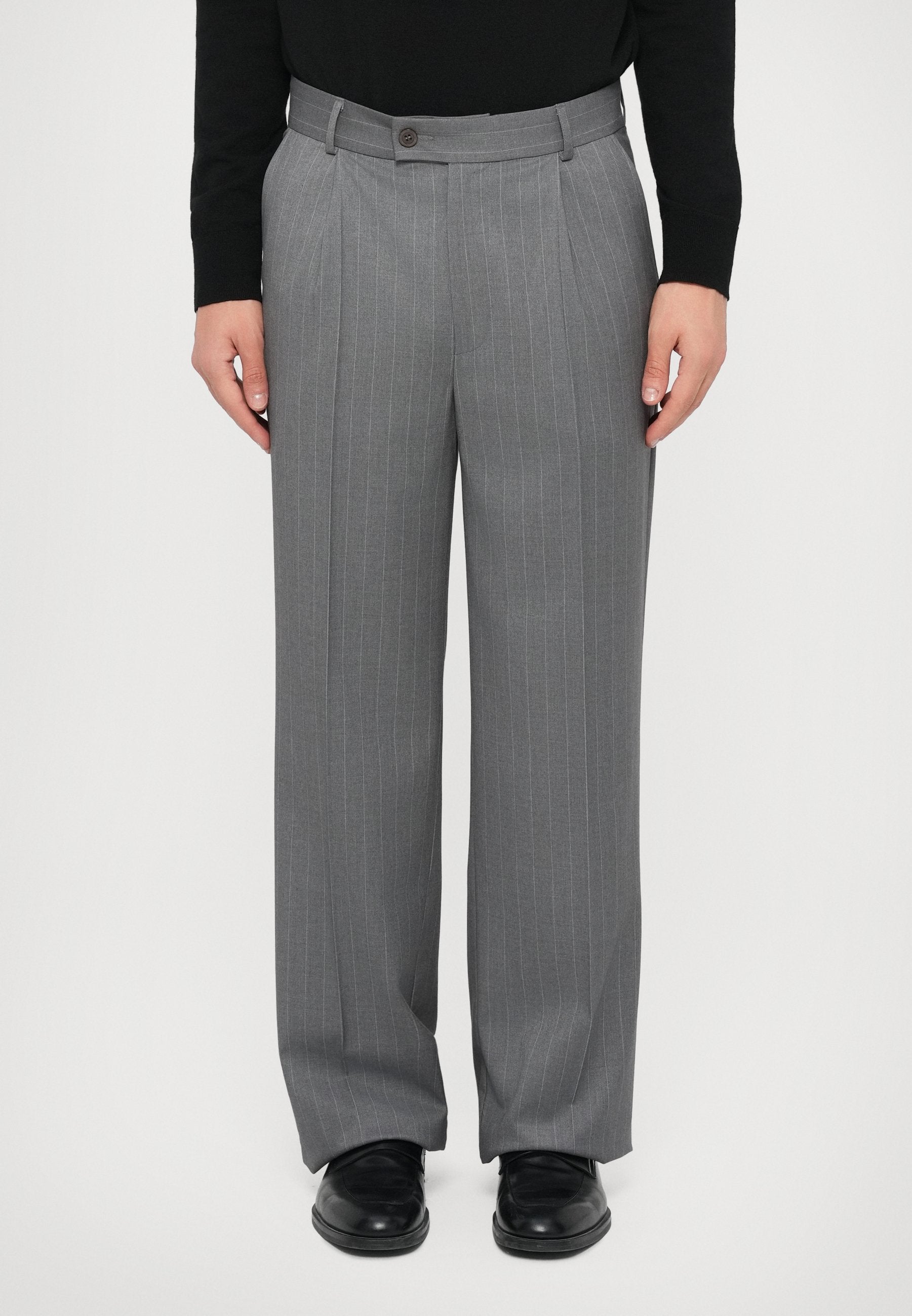 Essential Collective PLEATED PINSTRIPE TROUSER