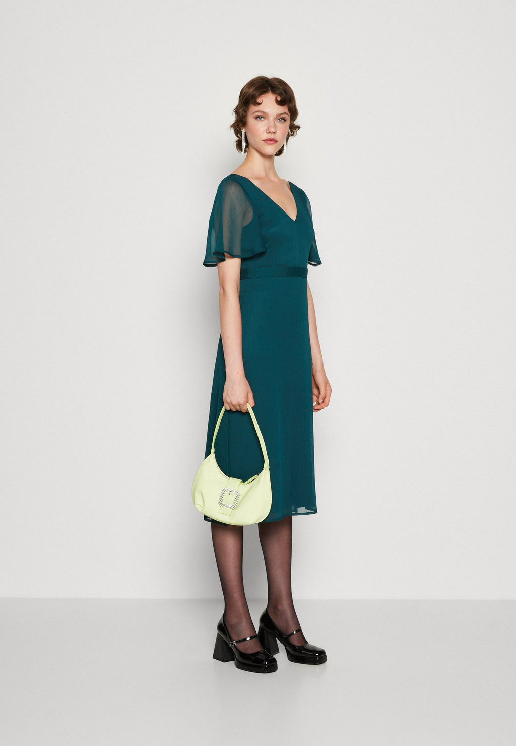 VILA VIRILLA V NECK MIDI DRESS
