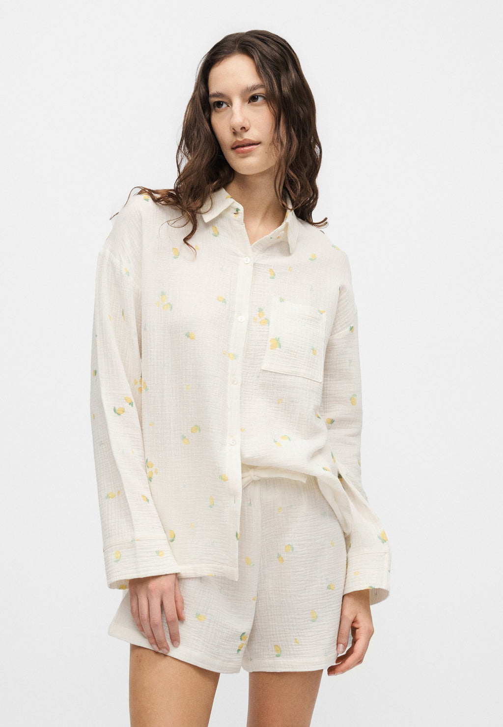 Anna Field LEMON PRINT MUSLIN COTTON NIGHTWEAR SET