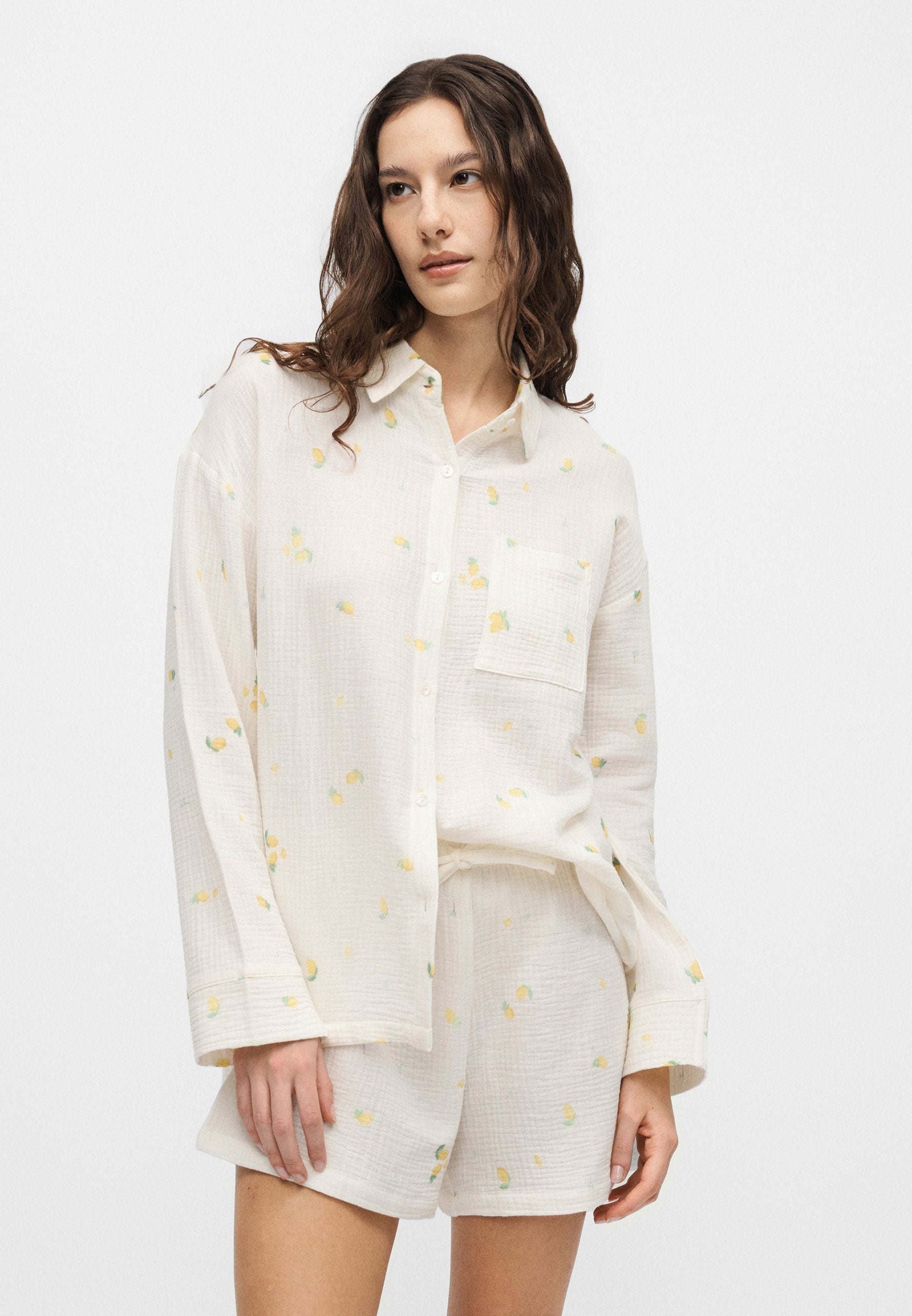 Anna Field LEMON PRINT MUSLIN COTTON NIGHTWEAR SET