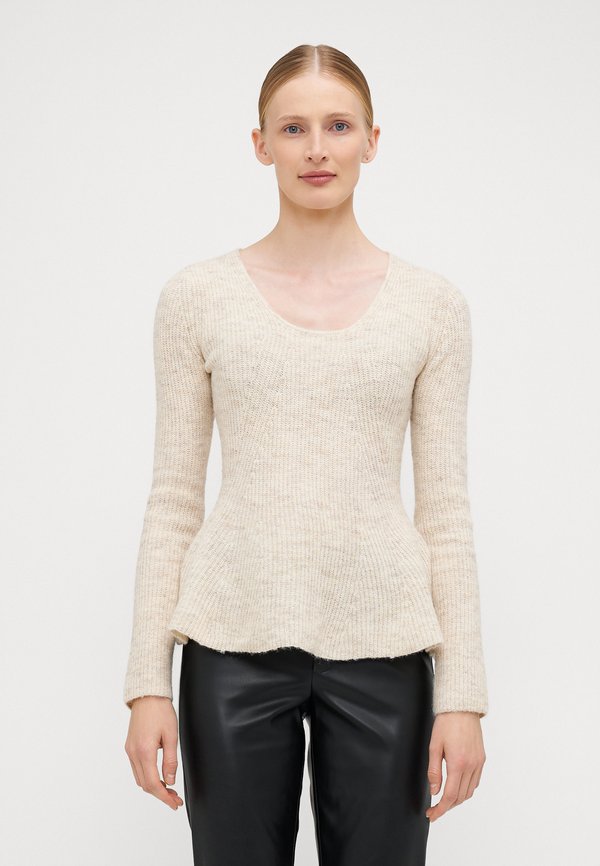 Vero Moda Tall VMDESMA U NECK PEPLUM - Jumper - birch melange