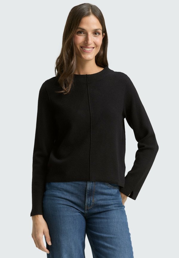 TOM TAILOR PULLOVER CROPPED MIT STEHKRAGEN - Jumper - deep black