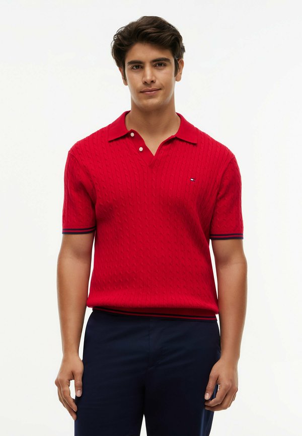 Tommy Hilfiger CABLE KNITTED S/S POLO - ELEVATED ESSENTIALS - Polo shirt - medium red