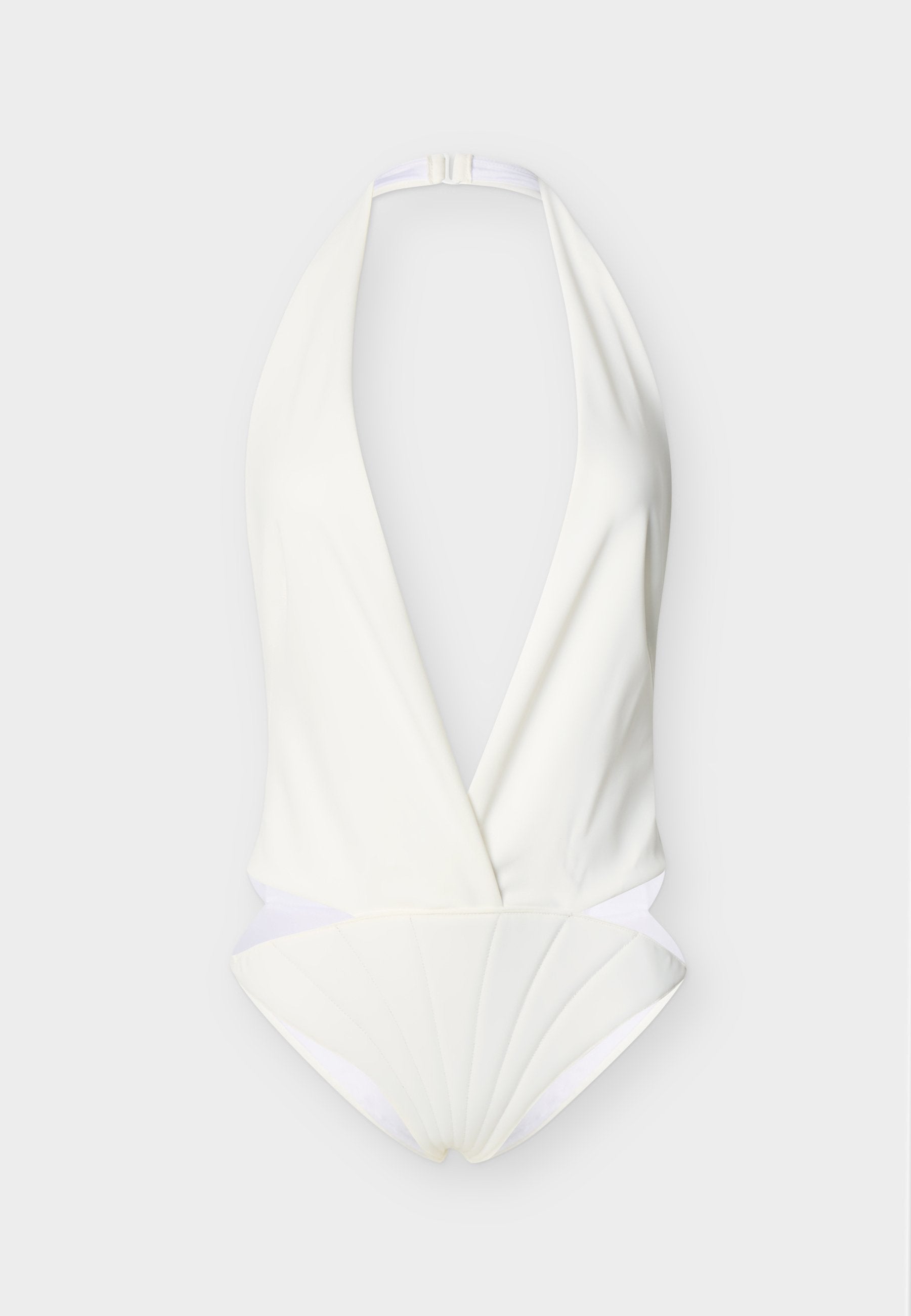 ADRIANA DEGREAS COQUILLE DE MER PLUNGE NECK SWIMSUIT