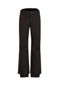 Schwarze Schneehose mit einem weichen, warmen Innenfutter, geraden Beinen und verstellbaren Bündchen. Verfügt über doppelte Knöpfe und einen Logo-Akzent am Bein.