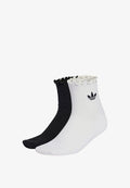 adidas Originals ADIDAS ORIGINALS RUFFLE QUARTER SOCKS UNISEX 2 PACK - Socks - white/black