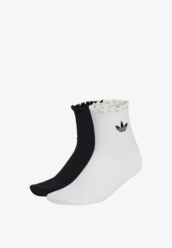adidas Originals ADIDAS ORIGINALS RUFFLE QUARTER SOCKS UNISEX 2 PACK - Socks - white/black