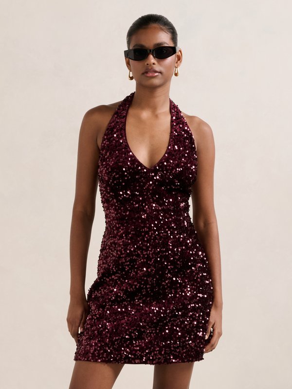 Forever New Petite RILEY SEQUIN HALTER MINI