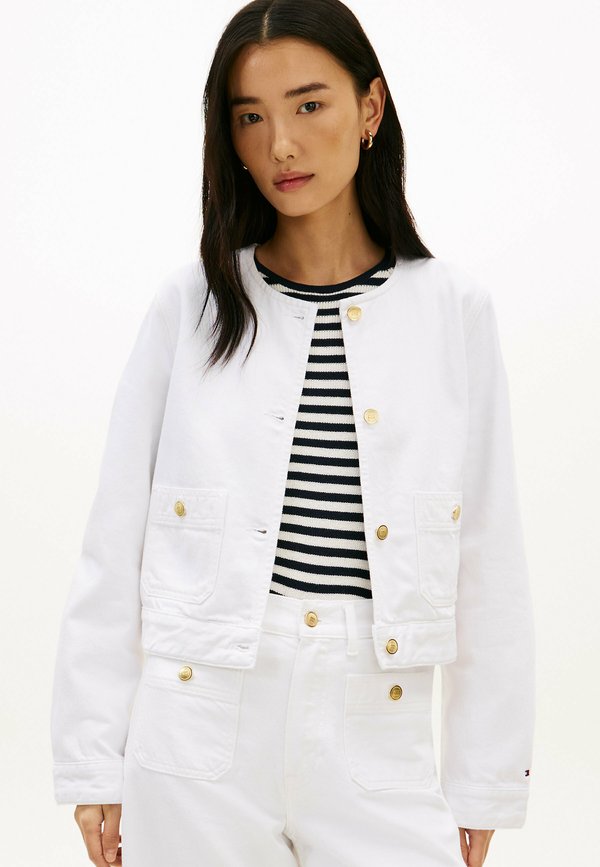 Tommy Hilfiger BUTTON COLLARLESS  - Denim jacket - optic white