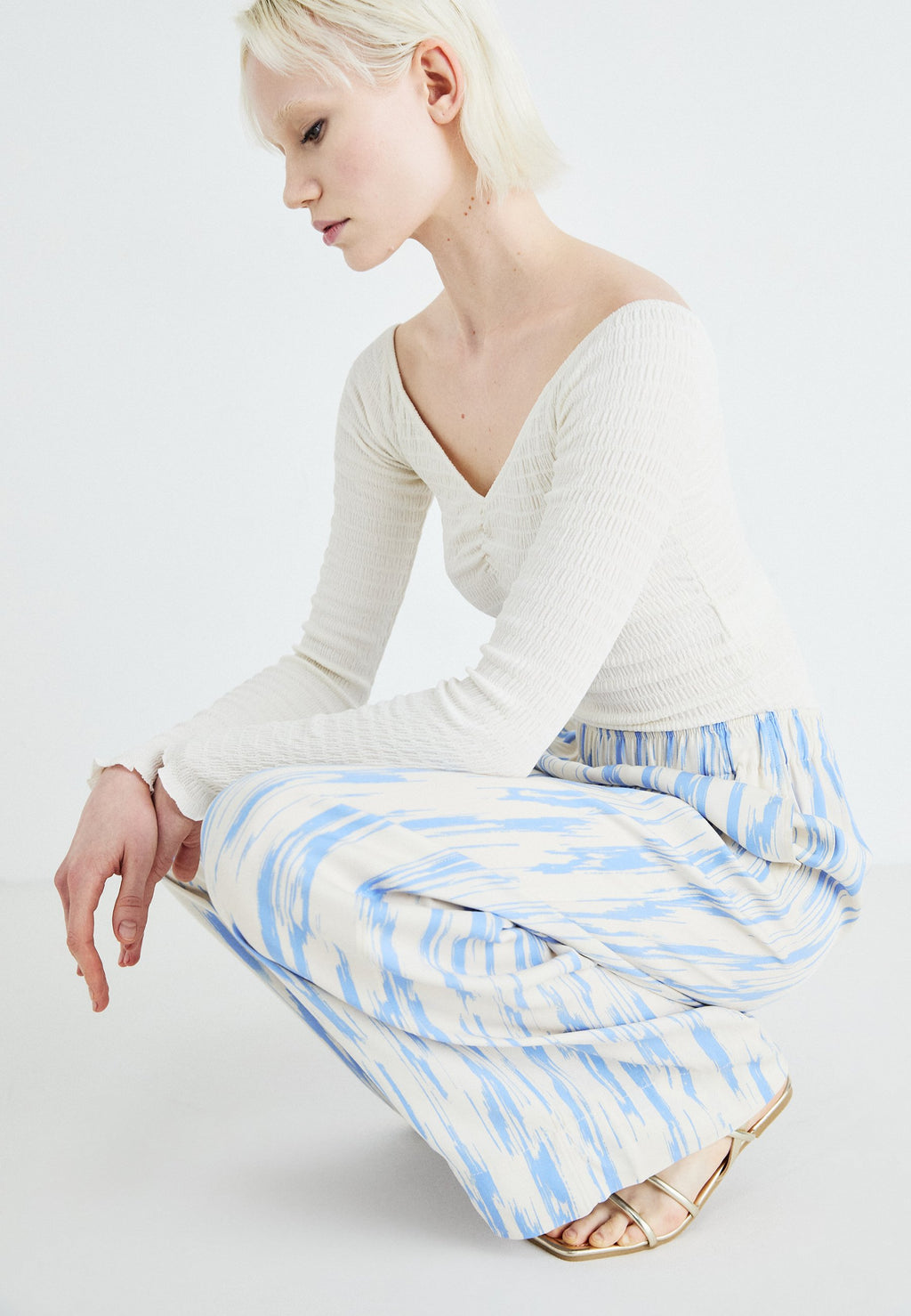 Selected Wide-leg printed viscose