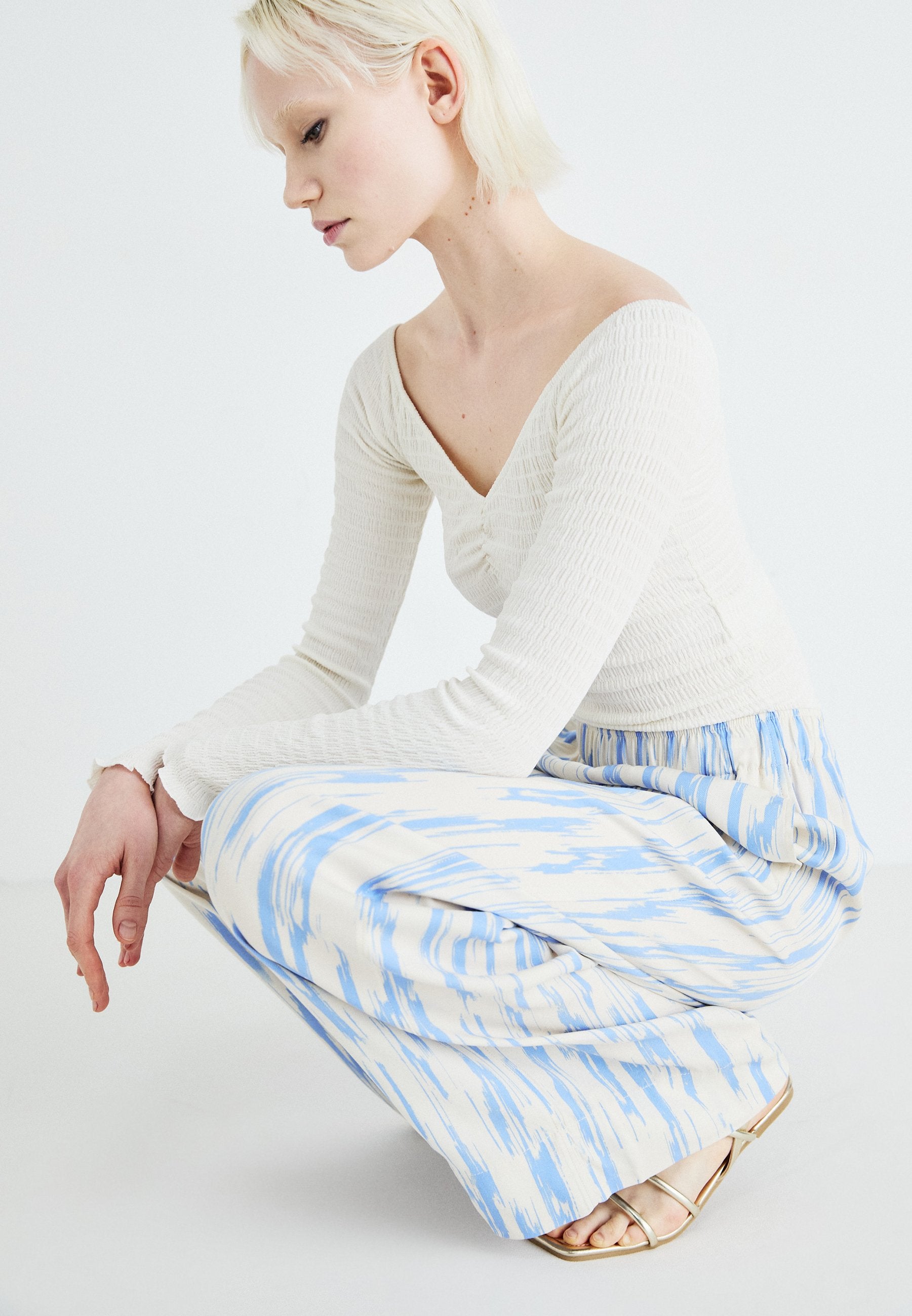 Selected Wide-leg printed viscose
