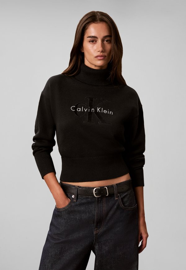Calvin Klein Jeans LS LOGO TNECK PULLOVER - Jumper - black