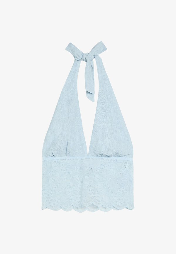 Bershka LACE ASYMMETRIC TOP - Blouse - dark blue