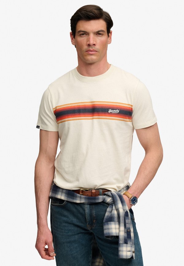 Superdry & Co SUPERDRY OUTDOOR STRIPE LOGO RELAXED T-SHIRT.. - Print T-shirt - ecru marl